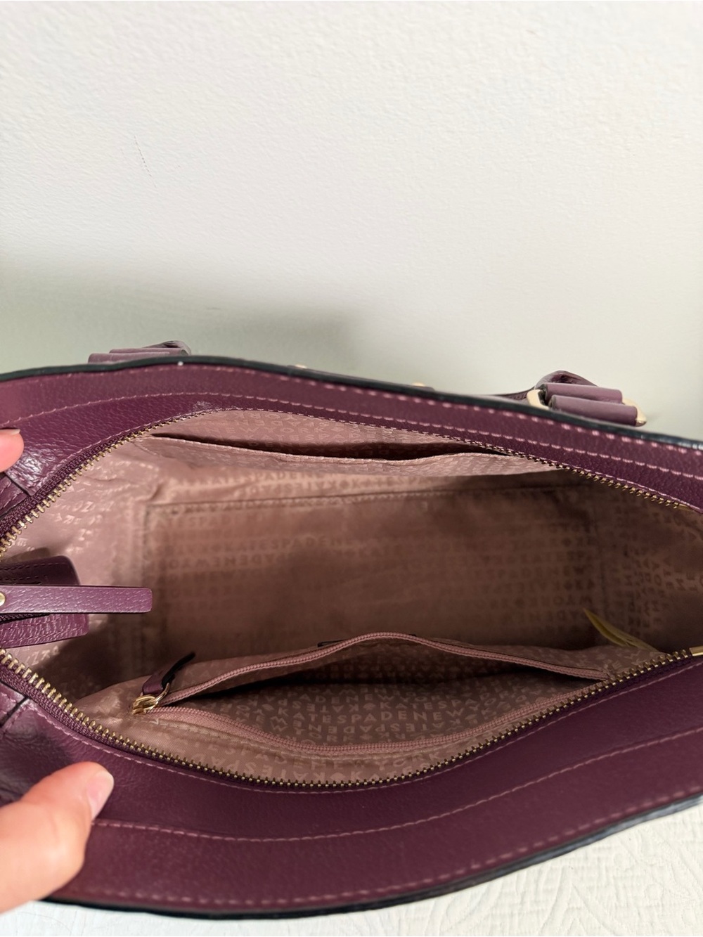 Kate Spade New York Burgundy Leather Satchel Bag & Wallet Set - Picture 10 of 15